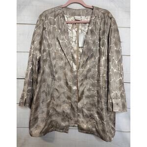 Chico's Giraffe‎ Jacquard Jacket Mojave Sand Sz 3 NWT Classic Chic